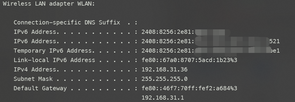 IPv6 ipconfig验证